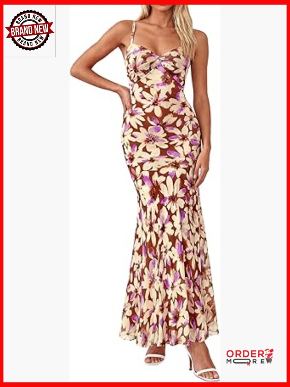 Spaghetti Strap Twist Knot Mermaid Maxi Dress Sleeveless V-Neck Summer